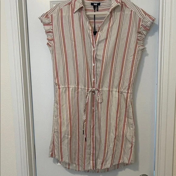 PAIGE Striped Mini Dress - White, Pink, Orange, Size L, NWT - Picture 6 of 11